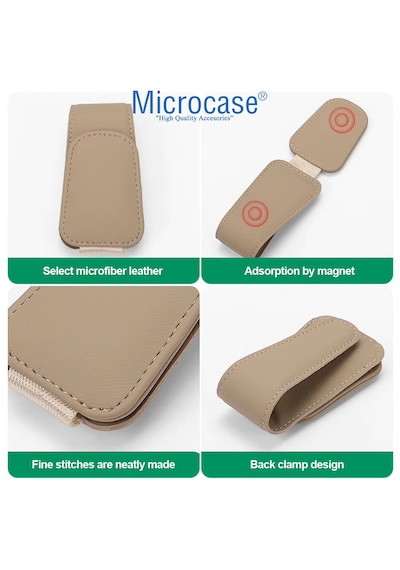 Microcase Universal Suni Deri Oto Güneş Gözlük Tutucu Askılık Mıknatıslı - Al5240 Gri
