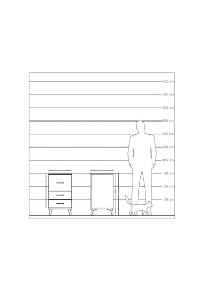 Kronos Komodin 3 Çekmeceli 44x59x80 Çam-antrasit Çam