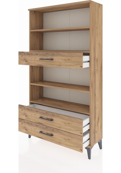Arges Dolap 4 Raflı 3 Çekmeceli 88x30x163 Çam-çam Çam