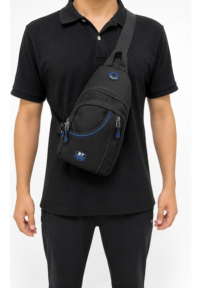 Seventeen Unisex Spor Çok Bölmeli Çapraz Askılı Body Bag Siyah-mavi