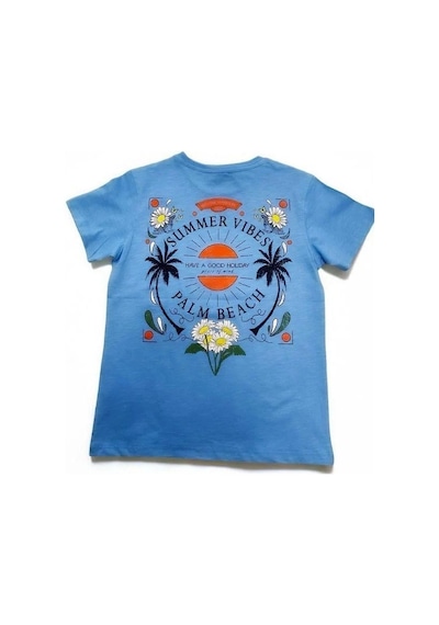 Çikoby Erkek Çocuk Pamuklu Summer Yazılı Tshirt-14593 Mavi