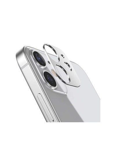 Ally Apple Uyumlu iPhone 12 Mini 3D Metal Kamera Koruyucu Lens Gümüş