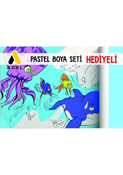 30x120 Boyama Rulosu Yaman Sualtı Macerası + Adel 12'li Pastel Bo