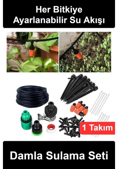 Damlasulama 10 Noktalı Bahçe Sulama Sistemi Seti Ayarlanabilir Damlatıcılı Saksı Balkon Sera Bitki