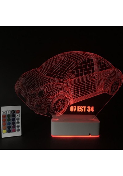 Kişiye Özel 3D Plakalı Araba Masaüstü Led Lamba