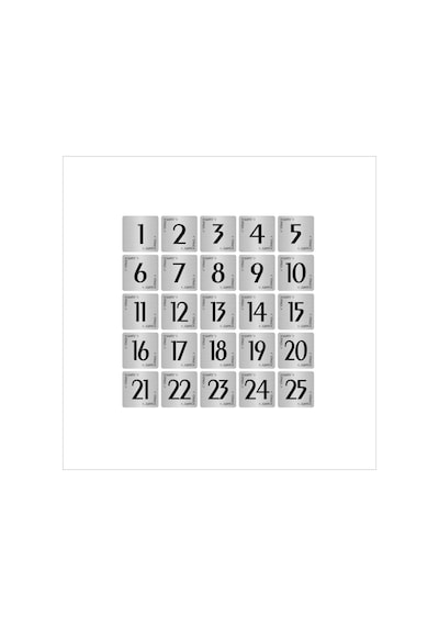 Metal Kapı Masa Dolap Numarası Levha 3,5x3,5cm Gümüş Renk 25 Adet 1 25