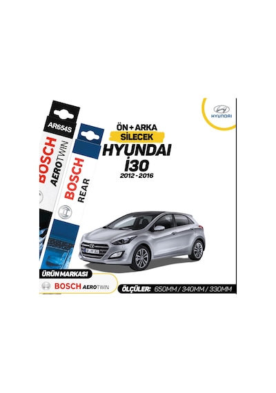 Hyundai İ30 Bosch Aerotwin Ön Arka Silecek Seti 2012-2016