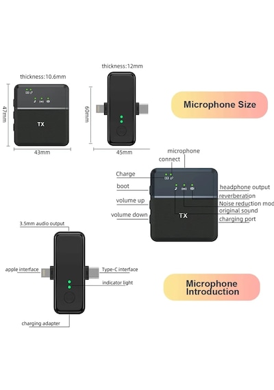 Sx31 Kablosuz Yaka Mikrofonu 3 İn1 Apple Uyumlu iPhone Type-c Ve Jack