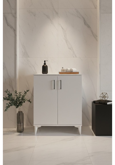 Çok Amaçlı Dolap 2 Kapaklı Banyo, Mutfak, Kiler, Beyaz Beyaz