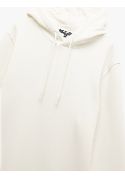 Koton Şardonlu Uzun Kollu Basic Kapşonlu Sweatshirt Beyaz 6wam70015mk Beyaz