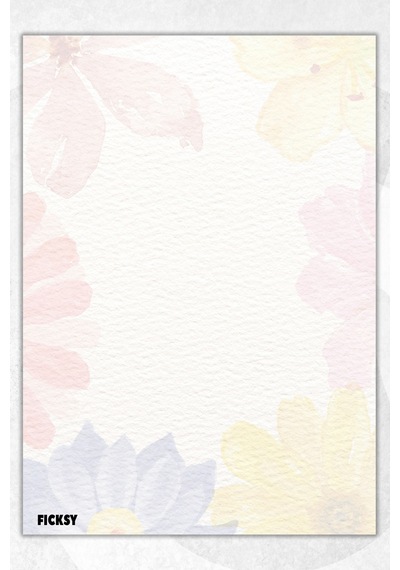 A5 Çiçek Bloknot Çizgisiz Defter - 50 Yaprak - Memopad - Notepad - Not Defteri - Not Kağıdı - 1887 Çok Renkli
