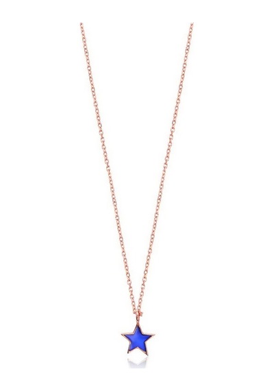Rose Altın Kaplamalı Mineli Yıldız Gümüş Kolye Gold - Rose Gold - Gümüş