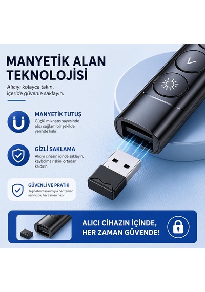 Lexroo S7 Dijital Ekranlı Şarjlı Lazer Sunum Kumandası