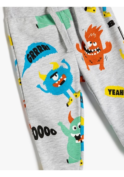Koton Jogger Eşofman Altı Canavar Baskılı Pamuklu Gri Desenli 5wmb40108tk Gri