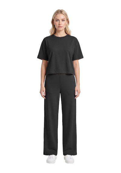 Cottonill Premium - Sway Collection Siyah Basic Yüksel Bel Modal Bol Paça Kadın Pantolon