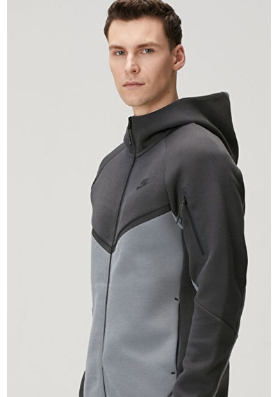 Nike Tech Fleece Full Zip Windrunner Hoodie Kapüşonlu Unisex Sweatshirt Antrasit Antrasit