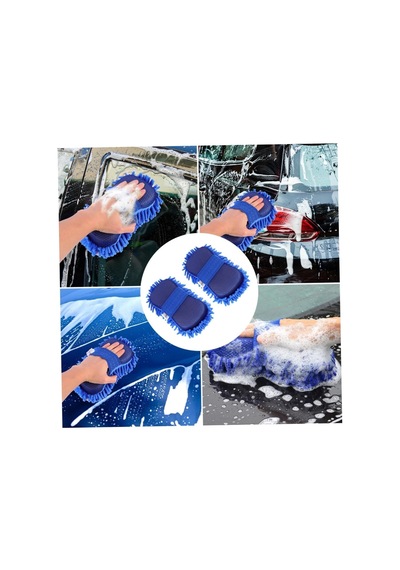 Lexroo Mikrofiber Oto Araba Yıkama Süngeri, Araç Yıkama Bezi, Oto Süngeri Mikrofiber El Tutmalı Mavi
