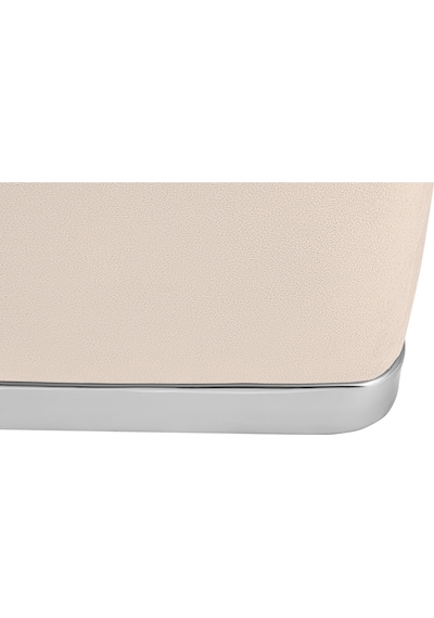 Zengo Silver Twin Line Kare Puf -krem Kumaş, Dekoratif Makyaj Masası Pufu-modern Style