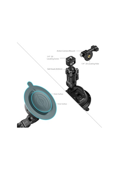 Smallrig Sc-1k 4275 Aksiyon Kamera/cep Telefonu İçin Vantuz Montaj Kiti Siyah