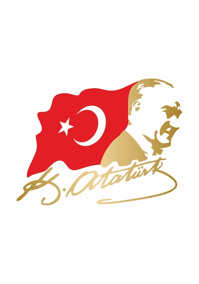 Mustafa Kemal Atatürk Sticker - Türk Bayrağı Sticker - Atatürk İmza Sticker -gazi Başbuğ Atatürk Silüet Ve Türk Bayrağı Sticker 02511 20x15 Cm