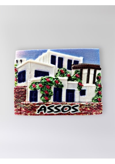 Assos Polyester Kabartmalı Magnet 7,5 X 5,5 Cm Dekoratif Hediyelik Buzdolabı Süsü Kod:1642