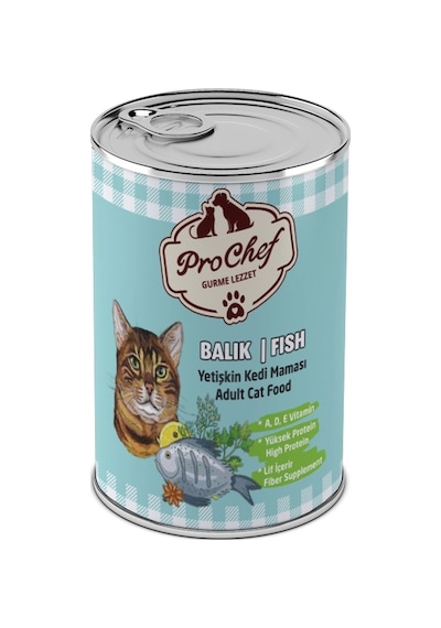Prochef Balık Etli Kıyılmış Konserve Yetişkin Kedi Maması 12 x 415 G