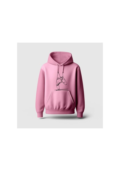 Ada Kostüm Tasarım Point Baskılı Hoodie Sweatshirt Pembe