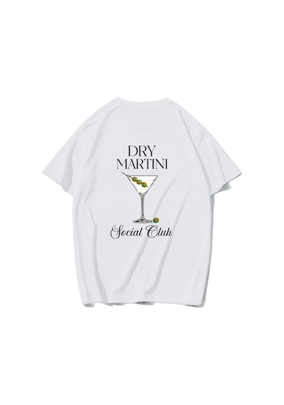 Brz Collectıon Brz Collection Unisex Oversize Dry Martini T-shirt Beyaz