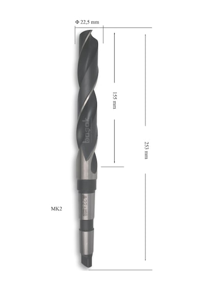 MTE 22,5 mm Mors Konik Saplı Matkap Ucu HSS (DIN 345)
