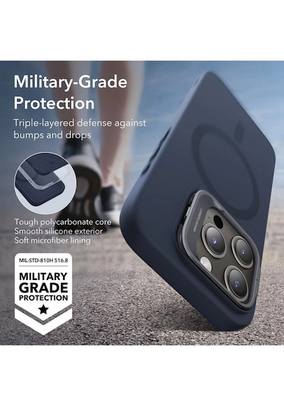 Esr Apple Uyumlu iPhone 15 Pro Max Cloud Soft Halolock Magsafe Kickstand Kılıf Dark Blue Lacivert