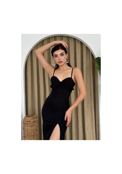 Butik İstanbul Papalia Sırt Detaylı Elbise Siyah