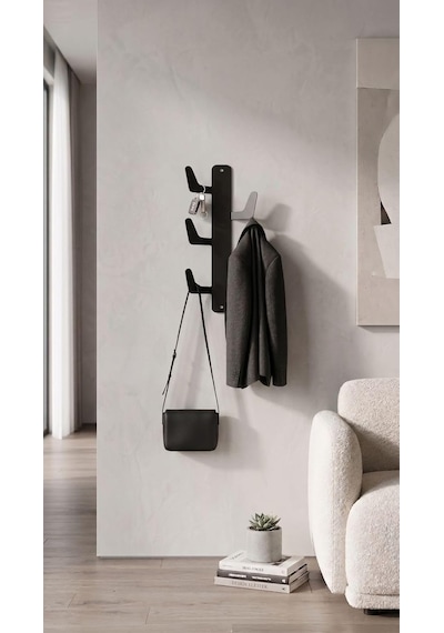 Orret Home Yapışkanlı Dikey Askılık 6 Kancalı Kaktüs Tasarım Duvar Askısı Metal Siyah Askılık Duvara Yapış Çok Renkli