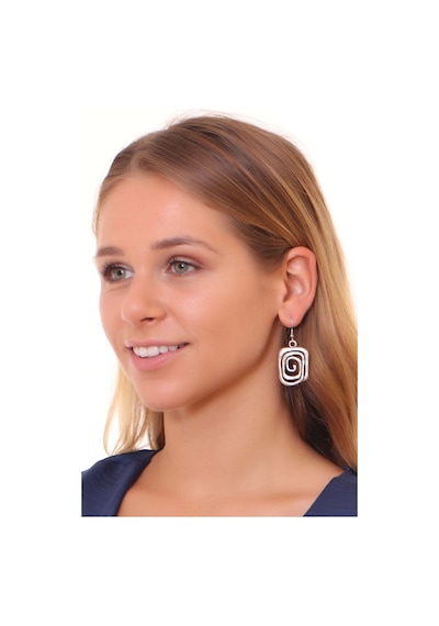 Kadın Antik Gümüş Kaplama Sallantılı Spiral Küpe Gümüş