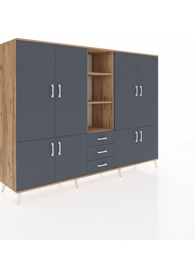 Hyperion Dolap 11 Raflı 3 Çekmeceli 8 Kapaklı 220x44x163 Çam-antr Çam-antrasit Hyperion Dolap 11 Raflı 3 Çekmeceli 8 Kapaklı 220x44x163 Çam-antr Çam-antrasit