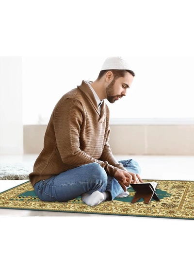 Ravabi Rug Araç İçi Ve İşyeri İçin Deri Tabanlı Namazlık, Çantalı Hediyelik Seyahat Seccadesi 70x110cm 21231021