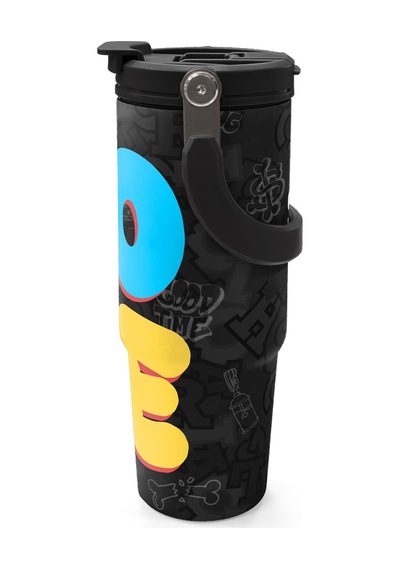 Coral High Renkli Love Desenli Pipetli Ve Direkt İçim Çelik Termos 900 Ml 38706 Siyah