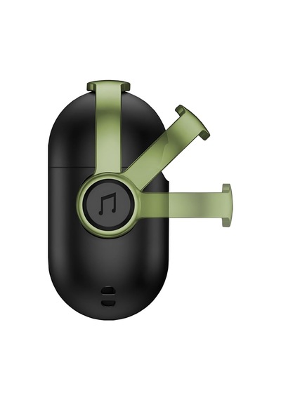 Airpods 4 Uyumlu Djpods Sert Malzemeli Dayanıklı Koruyucu Kilitli Kapak Askı Aparatlı Kılıf Siyah - Yeşil