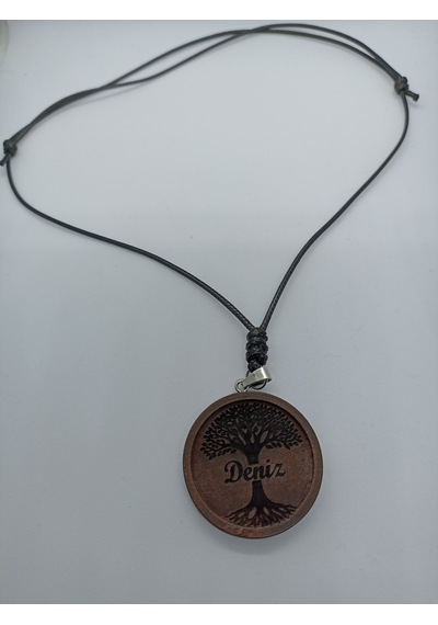 İsme Özel Kolye, Kişiye Özel Hayat Ağacı Ahşap İsimli Kolye Kahverengi