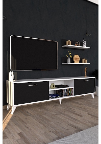 Moonlife Zümrüt Tv Ünitesi  Beyaz Siyah