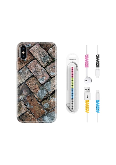 Apple Uyumlu iPhone XS Max Kılıf Kablo Koruyuculu Retro Stone 1324