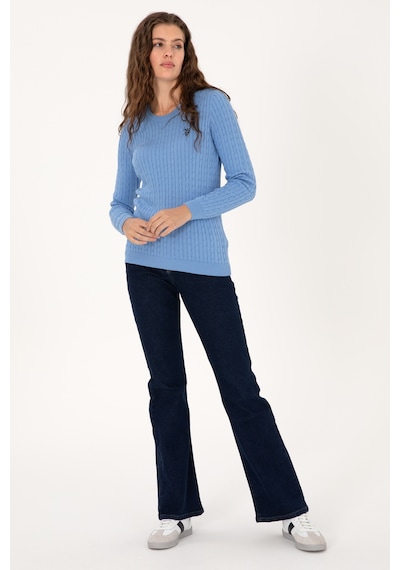 U.S. Polo Assn. Kadın Açık Mavi Bisiklet Yaka Basic Kazak 50313626-VR003