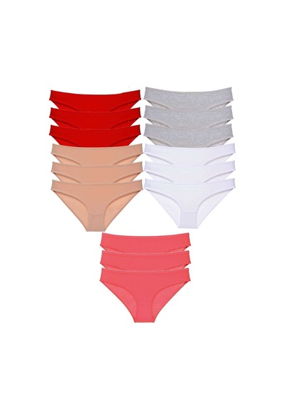 Royaleks 15 adet Süper Eko Set Likralı Kadın Slip Külot 522 RYL-EKO15042 Çok Renkli