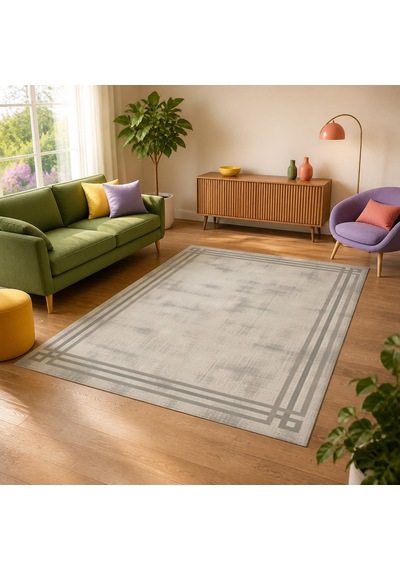 Kartela Halı Rilo Halı Kaymaz Taban Makinede Yıkanabilir Halı Açık Gri - 100 X 150 Cm