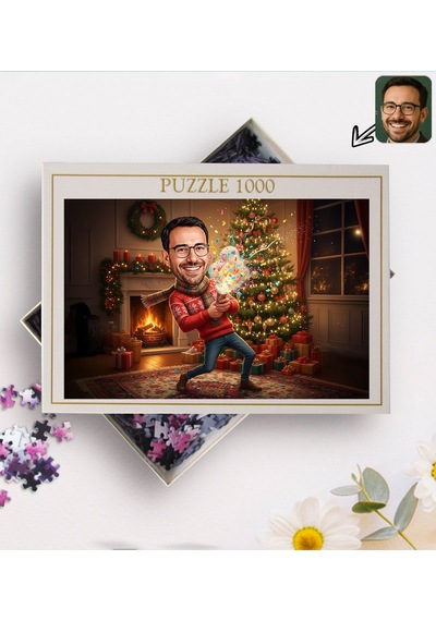 Bk Gift Kişiye Özel Erkek Yılbaşı Karikatür Tasarımlı 1000 Parça Profesyonel Puzzle-1, 1000 Puzzle, Yeni Yıl Hediyesi, Yılbaşı Hediyesi Kobitmeyencom3