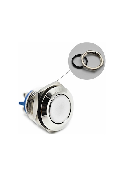 16mm Metal Panel Montaj Düz Kafa Push Buton NO DC 6A 12V AC 3A 250V IP67 Su Geçirmez Düğme