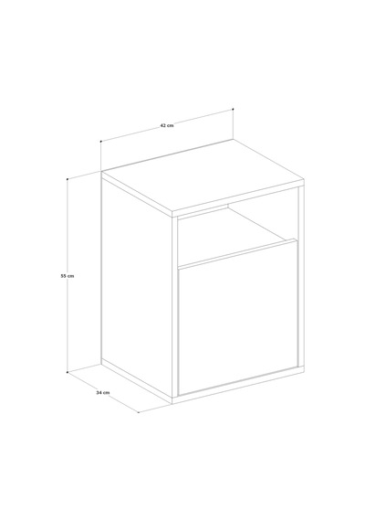 Detamob Kapaklı Raflı Komodin, %100 Mdf Sonoma/beyaz & Karbon Gri/sonoma Beyaz