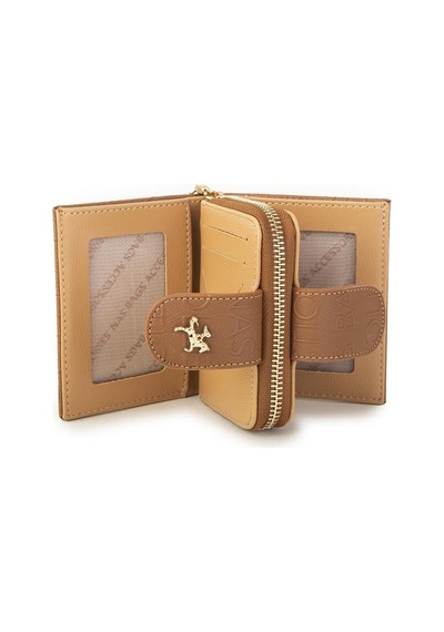 Nas Bag Kadın Çift Kapaklı Mini Cüzdan Taba Camel Gofraj Çok Renkli