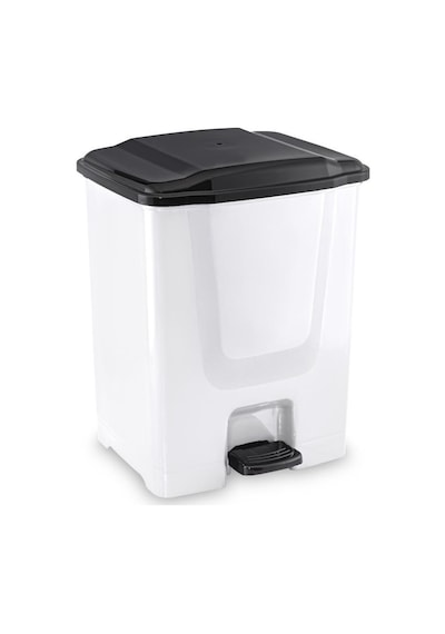 Flora F196-B Slim Pedallı Siyah Kapaklı Plastik Çöp Kovası Beyaz 10 L Beyaz