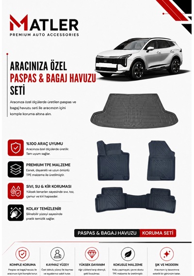 Kia Sportage 2027 Model 4d Ekstra Havuzlu Paspas Ve Bagaj Havuzu Set