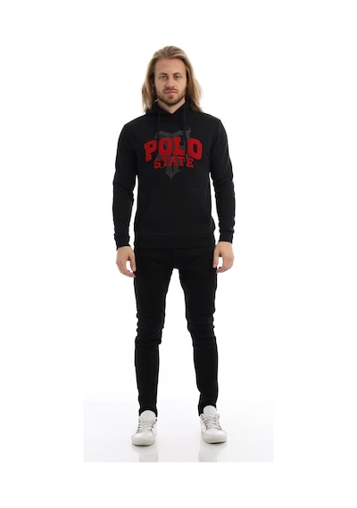 Polostate Erkek Polo State Süzine Nakışlı Kapüşonlu Sweat Siyah